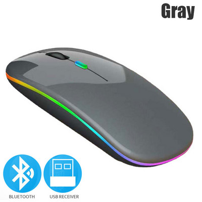 Bluetooth 5.0 vezeték nélküli egér USB újratölthető RGB világítással laptop számítógéphez PC Macbook játékegér 2,4 GHz 1600 DPI