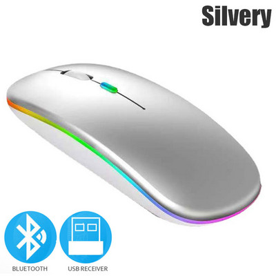 Bluetooth 5.0 vezeték nélküli egér USB újratölthető RGB világítással laptop számítógéphez PC Macbook játékegér 2,4 GHz 1600 DPI