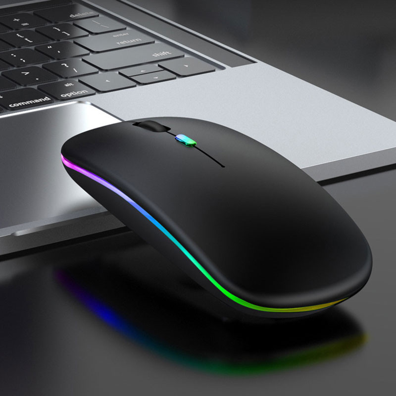 Bluetooth 5.0 vezeték nélküli egér USB újratölthető RGB világítással laptop számítógéphez PC Macbook játékegér 2,4 GHz 1600 DPI