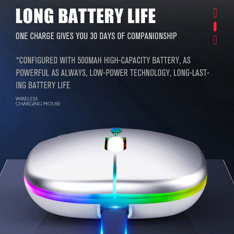 Bluetooth 5.0 vezeték nélküli egér USB újratölthető RGB világítással laptop számítógéphez PC Macbook játékegér 2,4 GHz 1600 DPI