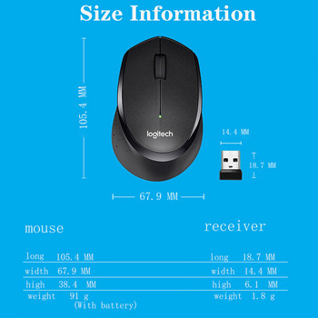 Logitech M330/M185 Ασύρματο ποντίκι Αθόρυβο ποντίκι 2,4 GHz USB 1000DPI Οπτικό ποντίκι για το σπίτι γραφείου με χρήση υπολογιστή/laptop ποντικιού Gamer