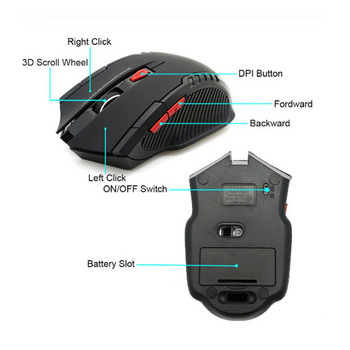 2000DPI 2,4 GHz Ασύρματο οπτικό ποντίκι Gamer για φορητούς υπολογιστές Gaming Οπτικά ηλεκτρονικά παιχνίδια ασύρματα ποντίκια με δέκτη USB