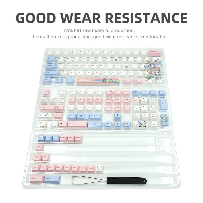 140 tipki Cherry Profile PBT Dye-Sub tipkovnice Bilibili prilagođeni set tipki pogodan je za MX Switch mehaničku tipkovnicu za igre
