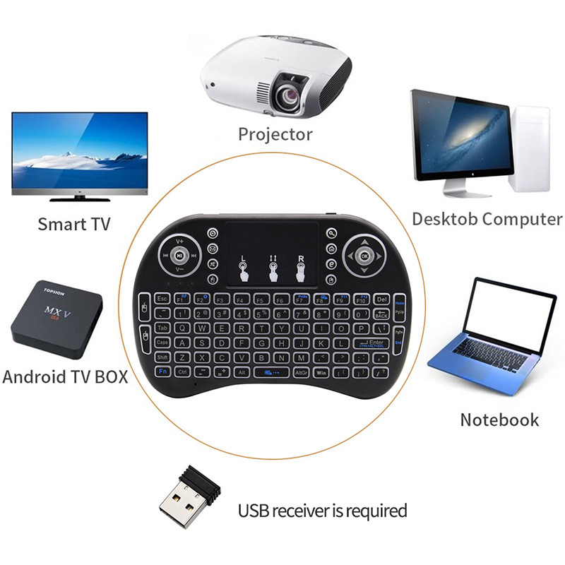 i8 2.4G Wifi bezdrôtová podsvietená klávesnica ruská angličtina hebrejská verzia touchpad vreckový počítač pre Android TV BOX mini PC