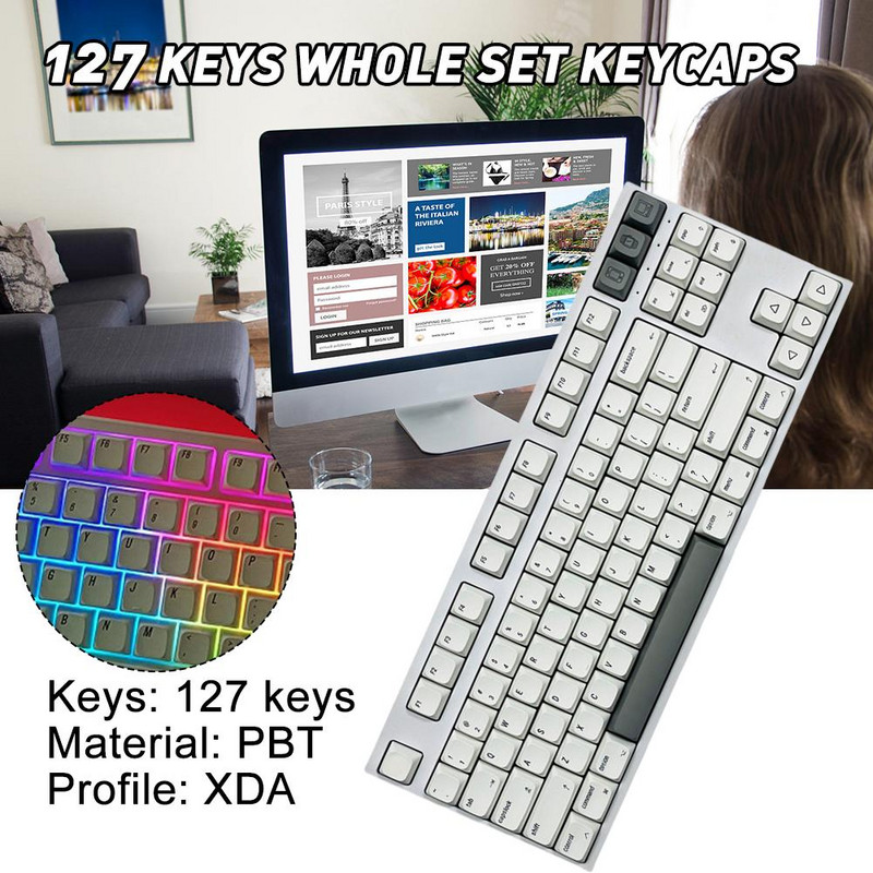 Mechanikus billentyűzet MAC billentyűzárhoz PBT szublimációs XDA magasság fonetikus thai orosz kis teljes készlet 127 billentyűvel