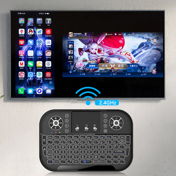 A8 Mini επαναφορτιζόμενη εργονομική επιφάνεια αφής ποντικιού αέρα 2,4G με οπίσθιο φωτισμό Ασύρματο πληκτρολόγιο Δέκτης USB για επιφάνεια αφής Smart TV Box