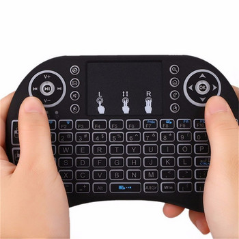 I8 Backlit Mini Wireless Keyboard Английски Руски Френски Испански Португалски 2.4G Air Mouse Remote Тъчпад за Android TV Box PC