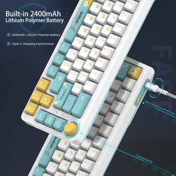 KT-68 RGB механична игрална клавиатура с един/три режима с морска сол и лимон с капачка на клавиша Bluetooth 2.4G безжична кабелна клавиатура с гореща смяна