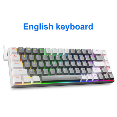 E-YOOSO Z686 RGB USB 60% Mini subțire tastatură mecanică pentru jocuri cu fir comutator roșu 68 taste rusă portugheză braziliană pentru calcul