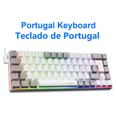 E-YOOSO Z686 RGB USB 60% Mini subțire tastatură mecanică pentru jocuri cu fir comutator roșu 68 taste rusă portugheză braziliană pentru calcul