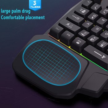 Πληκτρολόγιο με ένα χέρι gaming USB RGB Εργονομία 35 πλήκτρων Ενσύρματο οπίσθιο φωτισμό φορητό μίνι πληκτρολόγιο παιχνιδιών για κινητό τηλέφωνο Tablet PUBG