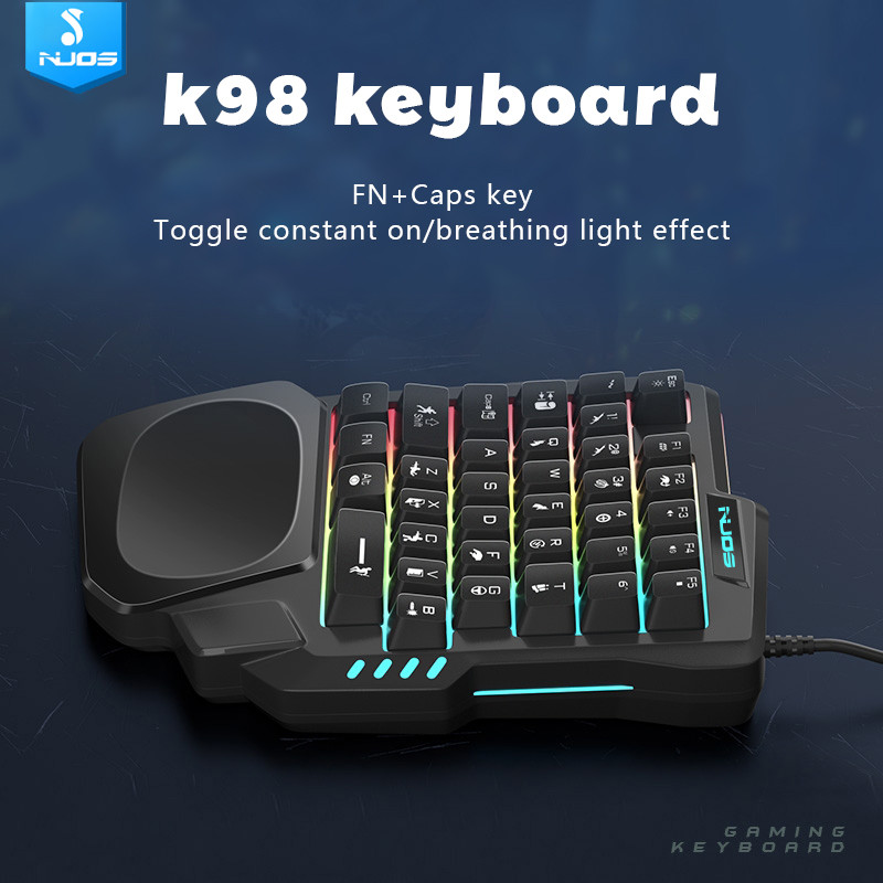 Jednoručna tipkovnica za igrice USB RGB Ergonomija 35 tipki Žičana prijenosna mini tipkovnica za igre s pozadinskim osvjetljenjem za mobilni telefon Tablet PUBG