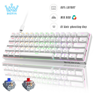 DIERYA DK61SE Mechanical Gaming Mini Keyboard RGB Backlit Wired 60% Keybored