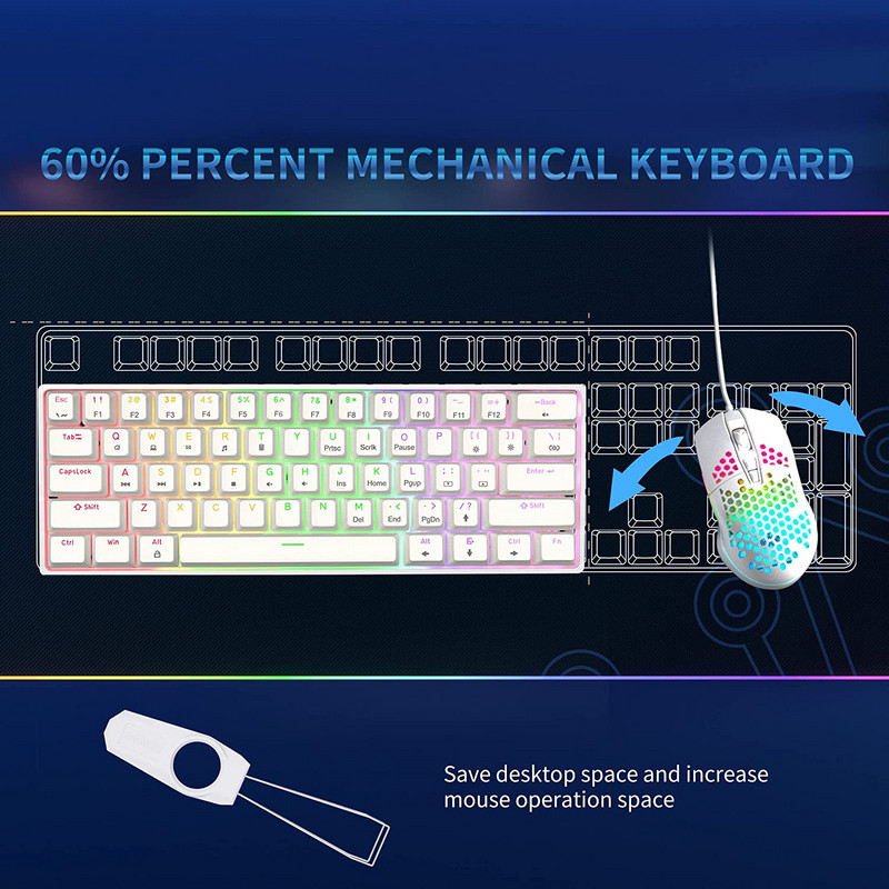 DIERYA DK61SE Mechanical Gaming Mini Keyboard RGB Backlit Wired 60% Keybored