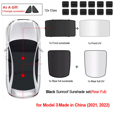 Nadogradite sjenila za sunce Stakleni krovni sjenilo za Tesla Model 3 2021. 2022. Prednji stražnji krovni prozor Vjetrobransko staklo Krovni prozor Mreža za sjenila UV sjenila