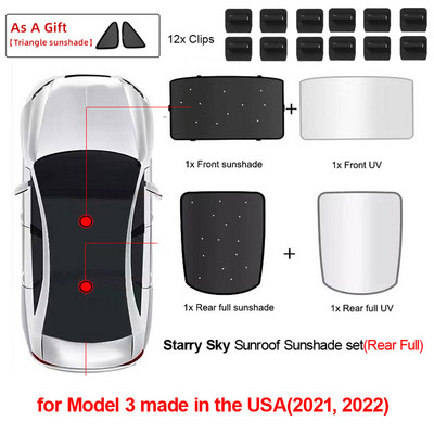Nadogradite sjenila za sunce Stakleni krovni sjenilo za Tesla Model 3 2021. 2022. Prednji stražnji krovni prozor Vjetrobransko staklo Krovni prozor Mreža za sjenila UV sjenila