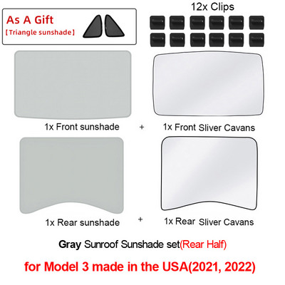 Nadogradite sjenila za sunce Stakleni krovni sjenilo za Tesla Model 3 2021. 2022. Prednji stražnji krovni prozor Vjetrobransko staklo Krovni prozor Mreža za sjenila UV sjenila