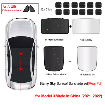 Nadogradite sjenila za sunce Stakleni krovni sjenilo za Tesla Model 3 2021. 2022. Prednji stražnji krovni prozor Vjetrobransko staklo Krovni prozor Mreža za sjenila UV sjenila