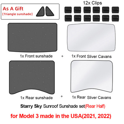 Nadogradite sjenila za sunce Stakleni krovni sjenilo za Tesla Model 3 2021. 2022. Prednji stražnji krovni prozor Vjetrobransko staklo Krovni prozor Mreža za sjenila UV sjenila