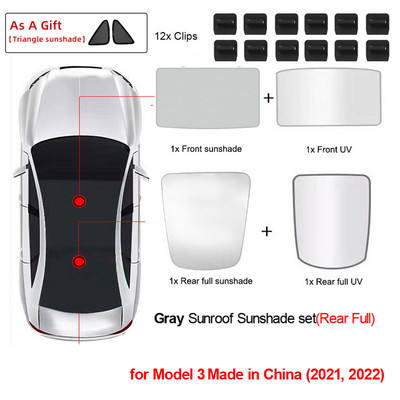 Nadogradite sjenila za sunce Stakleni krovni sjenilo za Tesla Model 3 2021. 2022. Prednji stražnji krovni prozor Vjetrobransko staklo Krovni prozor Mreža za sjenila UV sjenila