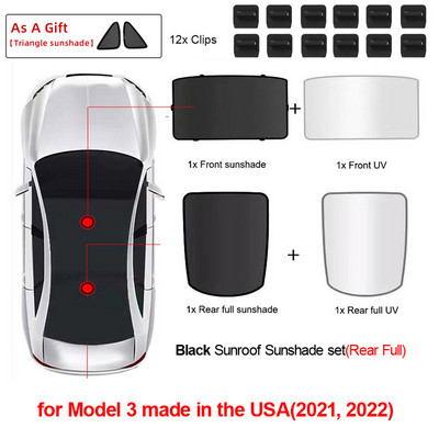 Nadogradite sjenila za sunce Stakleni krovni sjenilo za Tesla Model 3 2021. 2022. Prednji stražnji krovni prozor Vjetrobransko staklo Krovni prozor Mreža za sjenila UV sjenila