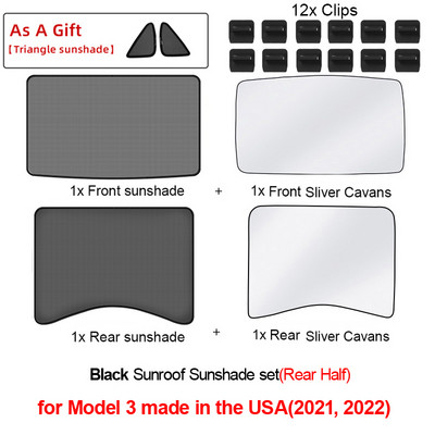 Nadogradite sjenila za sunce Stakleni krovni sjenilo za Tesla Model 3 2021. 2022. Prednji stražnji krovni prozor Vjetrobransko staklo Krovni prozor Mreža za sjenila UV sjenila
