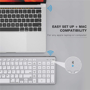Ултратънка безжична Bluetooth клавиатура, съвместима с Mac OS/iOS/iPad OS, акумулаторна клавиатура за MacBook
