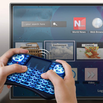 Стандартна ръчна 2.4G безжична клавиатура с тъчпад, трицветна подсветка за лаптоп, Android TV кутия, многоезична