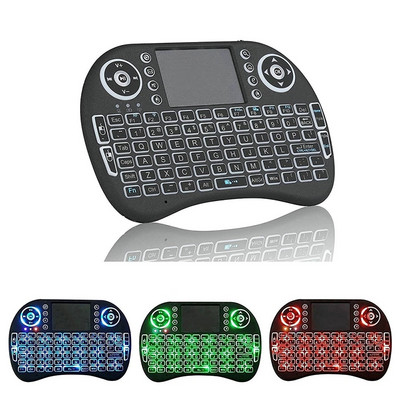 Tastatură fără fir 2.4G portabilă standard, cu touchpad, iluminare de fundal în trei culori, pentru laptop, Android TV Box în mai multe limbi