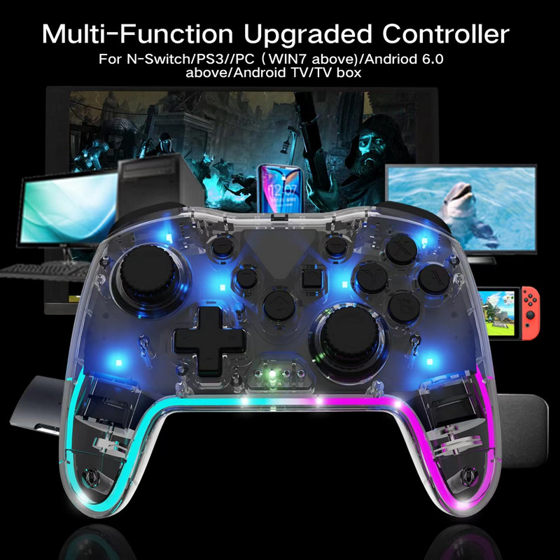 Controller pentru jocuri video GamePad RGB Wireless Pro compatibil pentru Nintendo Switch/Android/IOS/PC/controler pentru dispozitive de joc mobil