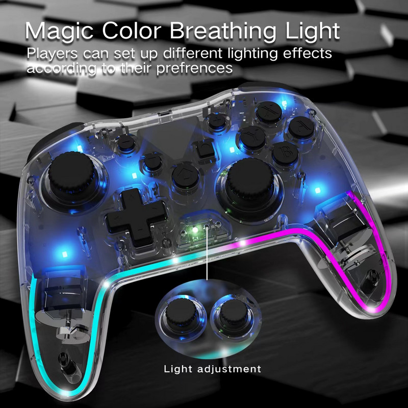 Controller pentru jocuri video GamePad RGB Wireless Pro compatibil pentru Nintendo Switch/Android/IOS/PC/controler pentru dispozitive de joc mobil