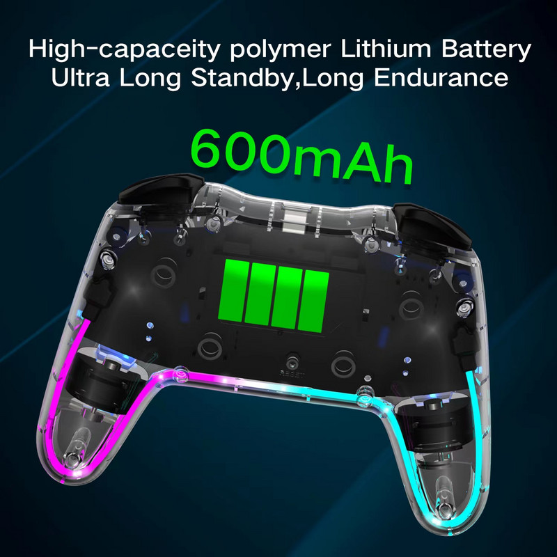 Controller pentru jocuri video GamePad RGB Wireless Pro compatibil pentru Nintendo Switch/Android/IOS/PC/controler pentru dispozitive de joc mobil