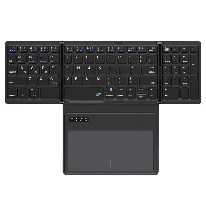 Tastatură fără fir Bluetooth pliabilă cu touchpad Tastatură pliabilă de buzunar ultra subțire pentru Windows/Android/IOS/OS/HMS Tablet PC