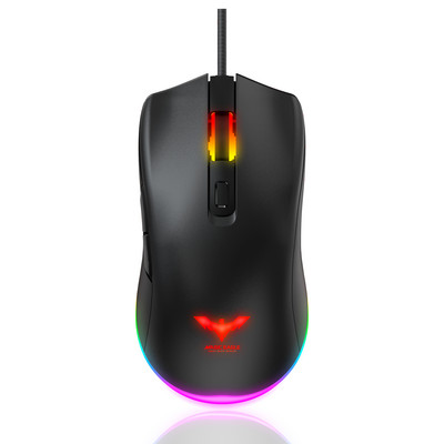 Mouse pentru gaming Havit RGB Mouse pentru gaming pentru PC cu fir cu iluminare din spate 7 culori 6 butoane Până la 6400 DPI Mouse-uri USB pentru computer Negru MS732