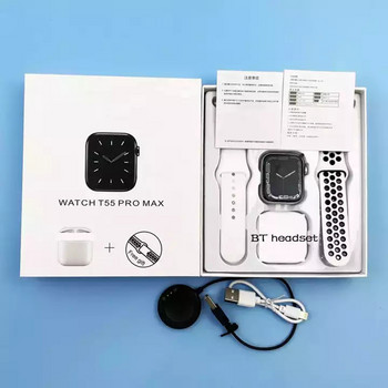 2022 NEW T55 Pro Max Smartwatch TWS Earphone 2 In1 Heart Rate Monitor Λειτουργία πολλαπλών αθλημάτων με οθόνη 1,71 ιντσών Έξυπνο ρολόι για άνδρες
