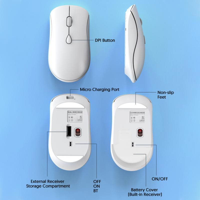 RYRA Wireless 2.4GHZ pelė Tyli, autonominės baterijos pelės namų žaidimams Ergonomiška be triukšmo žaidimų pelė, skirta kompiuteriniams nešiojamiesiems kompiuteriams