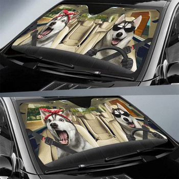 Greture Husky Dog Windshield Sun Shade for Car SUV Truck Μπροστινό παράθυρο Sun Shade Sun Shade κάλυμμα 57x27,5 ίντσες Sunshade Car