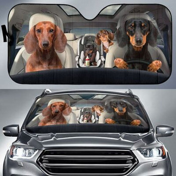 Greture Husky Dog Сенник на предното стъкло за автомобил SUV Камион Преден прозорец Сенник Сенник Капак на щит на козирка 57x27,5 инча Сенник за кола