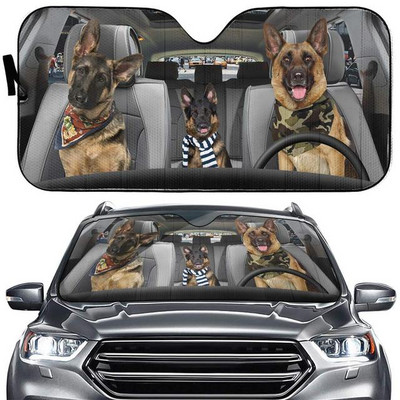Greture Husky Dog Parasolar pentru parbriz pentru mașină, SUV, camion, fereastră din față, umbrire de soare, capac de protecție 57 x 27,5 inci, parasolar pentru mașină