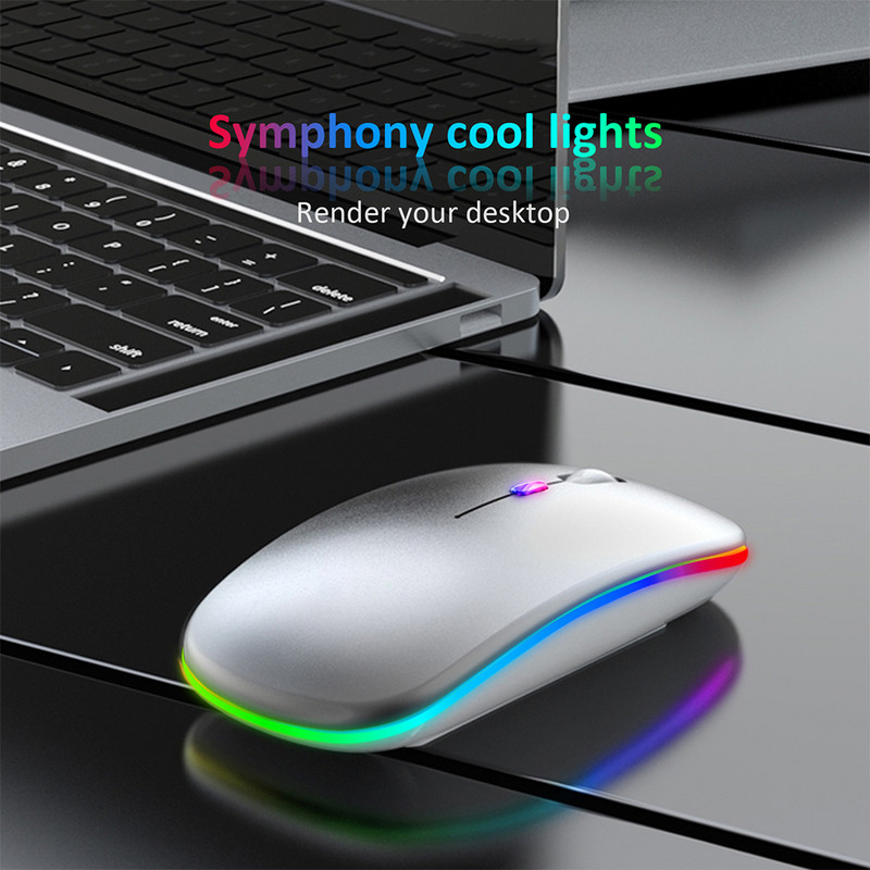 Mouse fără fir Bluetoth pentru gamer pentru PC, 4000 DPI, pentru MacBook, tabletă, computer, laptop, mouse, mouse subțire, silențios, 2,4 G.