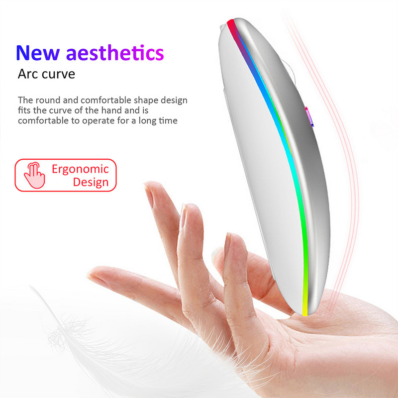 Mouse fără fir Bluetoth pentru gamer pentru PC, 4000 DPI, pentru MacBook, tabletă, computer, laptop, mouse, mouse subțire, silențios, 2,4 G.