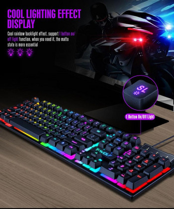 RU SHIPPINGGaming Mechanical Keyboard Mouse Set Rainbow Backlight Wired Mix Backlit Keyboard 104 Keys Anti-ghosting for Gamer PC