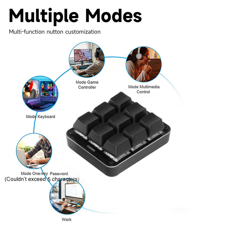OSU Mini Mehanička tipkovnica s 9 tipki Photoshop Gaming tipkovnica Prilagođena prečaca za programiranje Makro tipkovnica za Android MacOS Windows