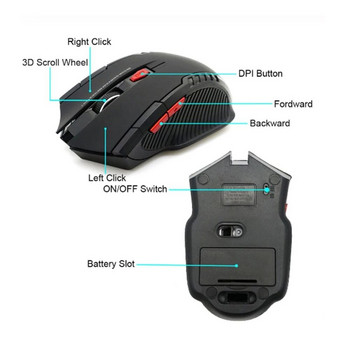 Mini 2,4 Ghz Ασύρματο οπτικό ποντίκι Φορητό ποντίκι Ασύρματο ποντίκι USB φορητό υπολογιστή Χρώμα