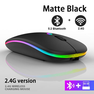 Nauja „Bluetooth“ belaidė pelė su USB įkraunama RGB pelė, skirta asmeniniam kompiuteriui „Macbook“ kompiuteriui nešiojamam kompiuteriui žaidimų pelė Gamer 1600DPI 2,4 GHz