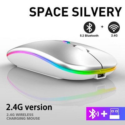 Nauja „Bluetooth“ belaidė pelė su USB įkraunama RGB pelė, skirta asmeniniam kompiuteriui „Macbook“ kompiuteriui nešiojamam kompiuteriui žaidimų pelė Gamer 1600DPI 2,4 GHz