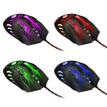 USB кабелна LED светлина Оптична игрална мишка 6 бутона 3200 DPI Компютър PC геймърски мишки Подсветка Esports Лаптоп Игри Мишка за PUBG