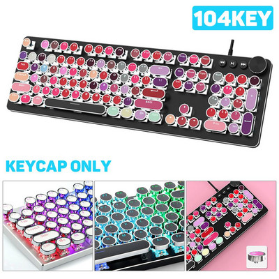 Tastatură rotundă retro cu 104 taste Tastatură dublă pentru mașină de scris DIY pentru tastatură mecanică cu iluminare din spate pentru jucători cu clasă Tastatură circulară