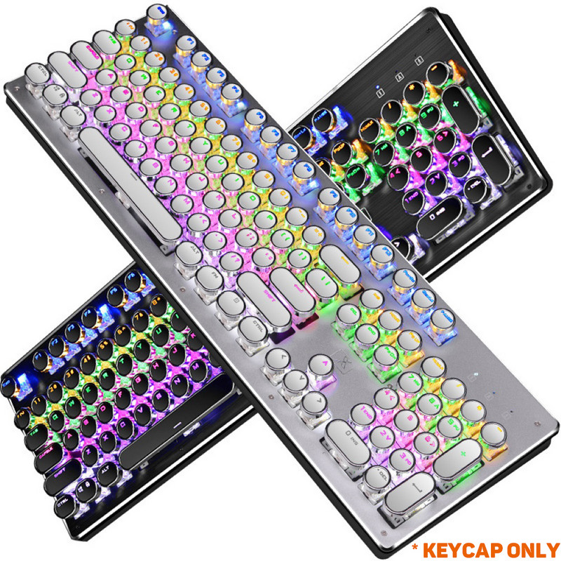 Tastatură rotundă retro cu 104 taste Tastatură dublă pentru mașină de scris DIY pentru tastatură mecanică cu iluminare din spate pentru jucători cu clasă Tastatură circulară