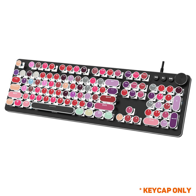 Tastatură rotundă retro cu 104 taste Tastatură dublă pentru mașină de scris DIY pentru tastatură mecanică cu iluminare din spate pentru jucători cu clasă Tastatură circulară